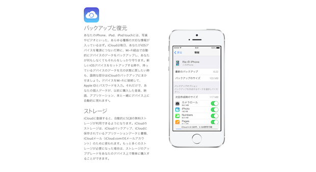 iCloudバックアップ